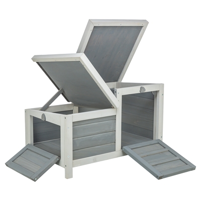 TRIXIE KNAAGDIERHUIS MET 2 INGANGEN GRIJS / WIT — 70X45X43 CM — afbeelding 4