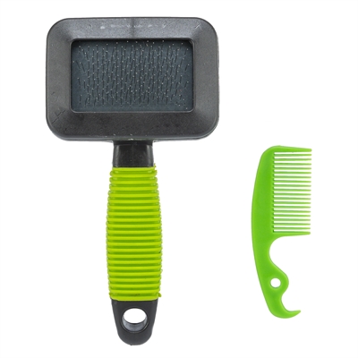 Trixie slickerborstel kunststof / metalen pinnen groen (13X7 CM) - Afbeelding 2