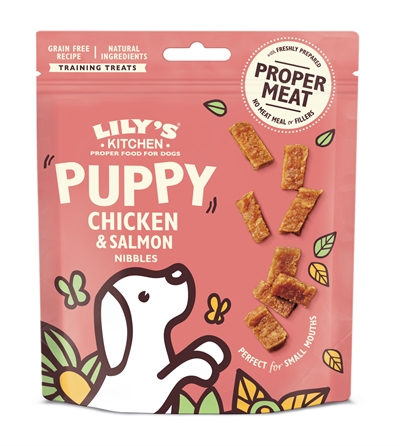 LILY&#039;S KITCHEN CHICKEN / SALMON NIBBLES VOOR PUPPIES