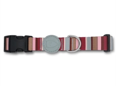 MORSO HALSBAND HOND GERECYCLED SKYLINE ROOD / ROZE — 37-58X2,5 CM