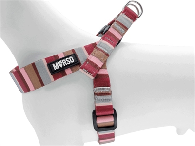 MORSO MINI HONDENTUIG VERSTELBAAR GERECYCLED SKYLINE ROOD / ROZE — 29-38X2,5 CM — afbeelding 2