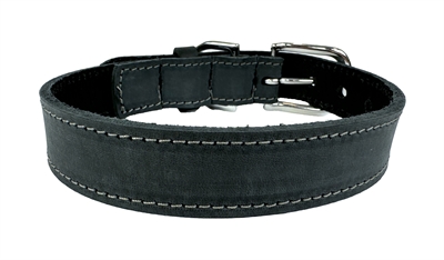 SAZZZ HALSBAND HOND NOMAD VINTAGE LEER ANTRACIET — 32-39X2 CM