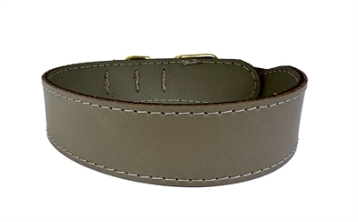 SAZZZ HALSBAND HOND PIONEER CLASSIC LEER TAUPE — 32-39X3 CM