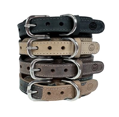 SAZZZ HALSBAND HOND BOHO VINTAGE LEER CAMOUFLAGE — 32-39X3 CM — afbeelding 2