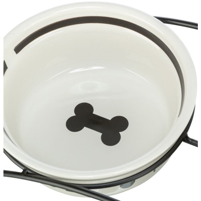 TRIXIE VOERBAK HOND FOOD KERAMIEK WIT / ZWART — 1,6 LTR 20 CM
