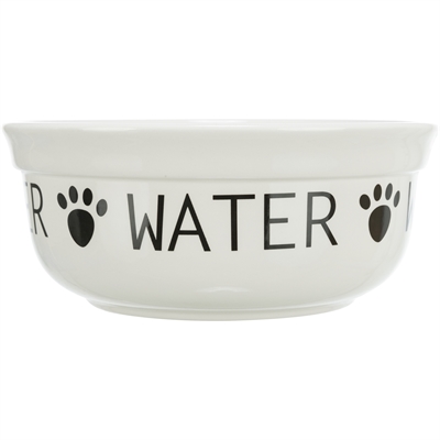 TRIXIE DRINKBAK HOND WATER KERAMIEK WIT / ZWART — 600 ML 15 CM