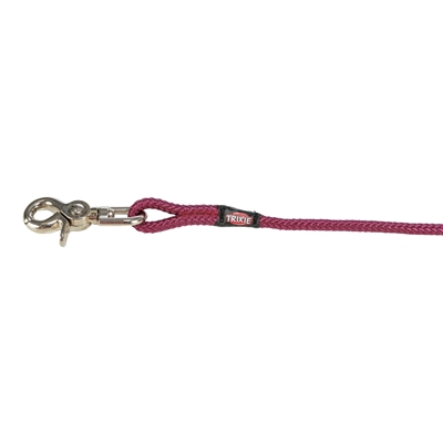 TRIXIE HONDENRIEM SLEEPLIJN ROND ZONDER HANDLUS SANGRIA ROOD — 5 MTR X 0,6 CM