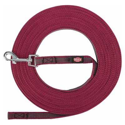 TRIXIE HONDENRIEM SLEEPLIJN MET RUBBER ANTI SLIP SANGRIA ROOD