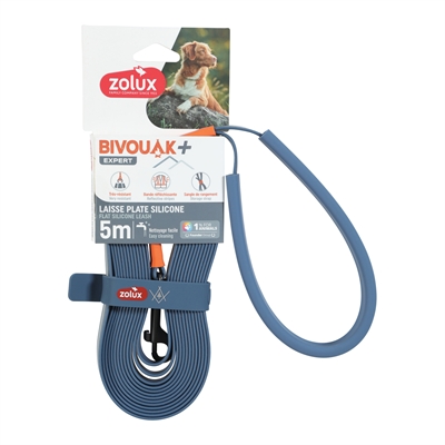 ZOLUX BVK SLEEPLIJN PLAT SILICONEN BLAUW — 5 MTR X 1,5 CM