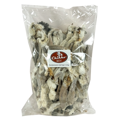 Petsnack konijnenoren met vacht (1,5 KG) - Afbeelding 2