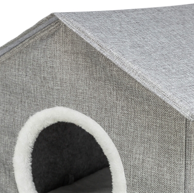 Trixie kattenmand / kattenhuis nora soft 2 verdriepingen lichtgrijs (47X47X67 CM) - Afbeelding 3