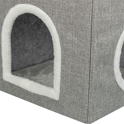 Trixie kattenmand / kattenhuis nora soft 2 verdriepingen lichtgrijs (47X47X67 CM) - Afbeelding 4