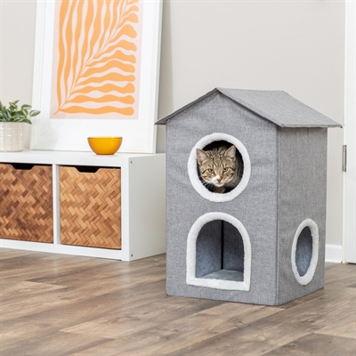 Trixie kattenmand / kattenhuis nora soft 2 verdriepingen lichtgrijs (47X47X67 CM) - Afbeelding 6