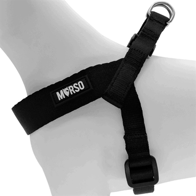 Morso mini hondentuig verstelbaar gerecycle zwart (29-38X2,5 CM) - Afbeelding 3