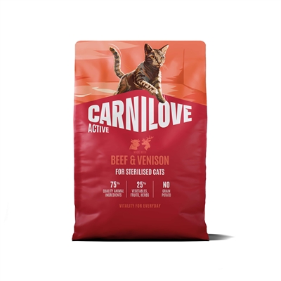 CARNILOVE ACTIVE ADULT STERILISED ALL BREEDS BEEF / VENISON — 2 KG