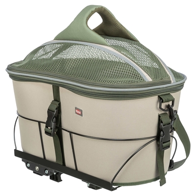Trixie fietsmand voor bagagedrager polyester olijfgroen / beige (46X33X40 CM) - Afbeelding 2