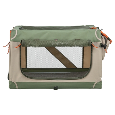 TRIXIE KENNEL COMFY BENCH STOF / REISMAND OLIJFGROEN / BEIGE — 47,5X70X44,5 CM — afbeelding 4