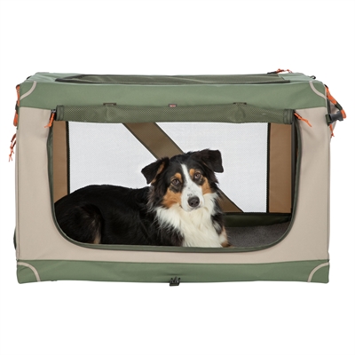 TRIXIE KENNEL COMFY BENCH STOF / REISMAND OLIJFGROEN / BEIGE — 47,5X70X44,5 CM — afbeelding 17