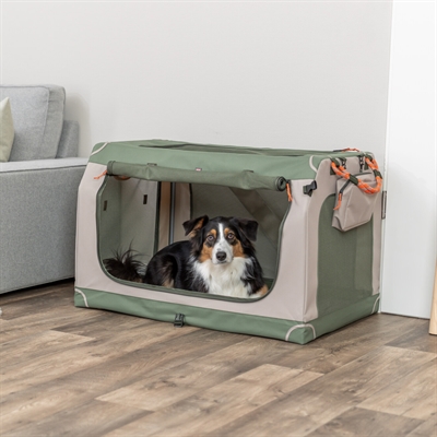 TRIXIE KENNEL COMFY BENCH STOF / REISMAND OLIJFGROEN / BEIGE — 47,5X70X44,5 CM — afbeelding 19