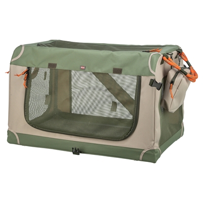 Trixie kennel comfy bench stof / reismand olijfgroen / beige (64X95,5X60,5 CM) - Afbeelding 2