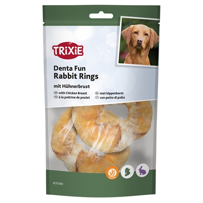 Trixie denta fun rabbit rings met kippenborst (9,5 CM 100 GR) - Afbeelding 2