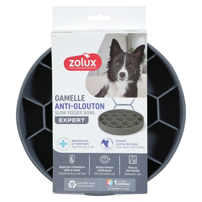 Zolux voebrak hond slow feed met zuignappen silicone grijs (21,5X21,5X4,5 CM) - Afbeelding 2