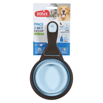 Zolux voerschep 2 in 1 schep / afsluitklem silicone blauw (22X12X4 CM) - Afbeelding 2