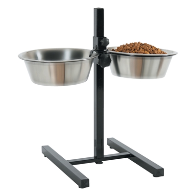 Zolux voerstandaard voerbak / waterbak verstelbaar rvs (2X2,5 LTR 24,5 CM 53,5X51X2) - Afbeelding 2