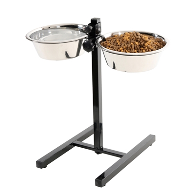 Zolux voerstandaard voerbak / waterbak verstelbaar rvs (2X2,5 LTR 24,5 CM 53,5X51X2) - Afbeelding 4