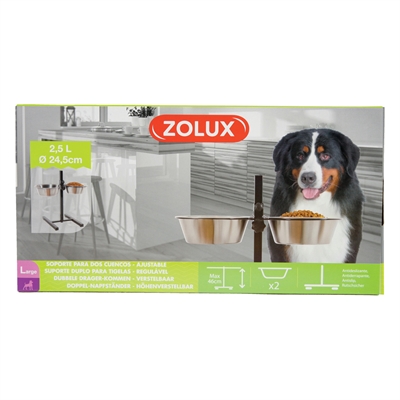 Zolux voerstandaard voerbak / waterbak verstelbaar rvs (2X2,5 LTR 24,5 CM 53,5X51X2) - Afbeelding 7