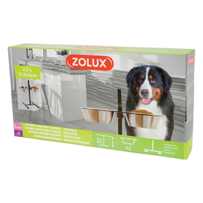 Zolux voerstandaard voerbak / waterbak verstelbaar rvs (2X2,5 LTR 24,5 CM 53,5X51X2) - Afbeelding 8