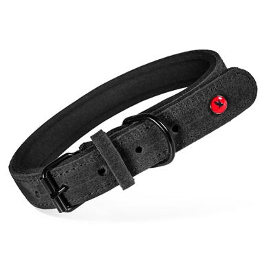 Zolux expert halsband hond premium leer / neopreen zwart (40X1,6 CM)