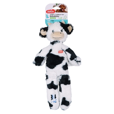 Zolux furry farm koe isache pluche met touw wit / zwart (32X21X6 CM) - Afbeelding 2