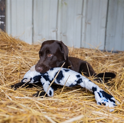 Zolux furry farm koe isache pluche met touw wit / zwart (59X21X9 CM) - Afbeelding 4