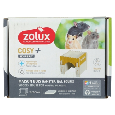 Zolux knaaghuis cosy hamster / rat / muis hout (17,5X14X15 CM) - Afbeelding 2