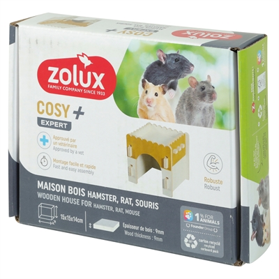 Zolux knaaghuis cosy hamster / rat / muis hout (17,5X14X15 CM) - Afbeelding 3