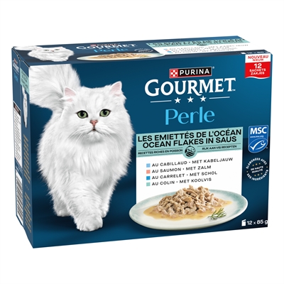 Gourmet perle ocean flakes in saus kabeljauw / zalm / schol / koolvis (12X85 GR) - Afbeelding 2
