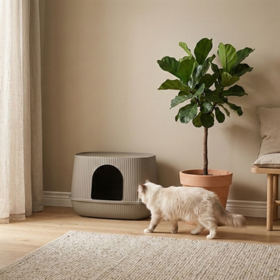 Savic kattenbak moona warm grijs (57X39X39 CM) - Afbeelding 5