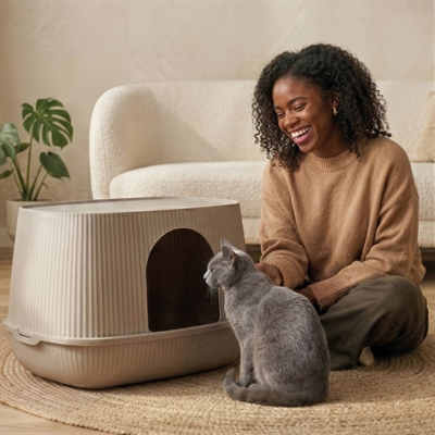 Savic kattenbak moona warm grijs (57X39X39 CM) - Afbeelding 6