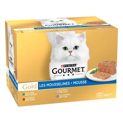 Gourmet gold mousse mixed konijn / rund / kalf / lam (24X85 GR) - Afbeelding 2